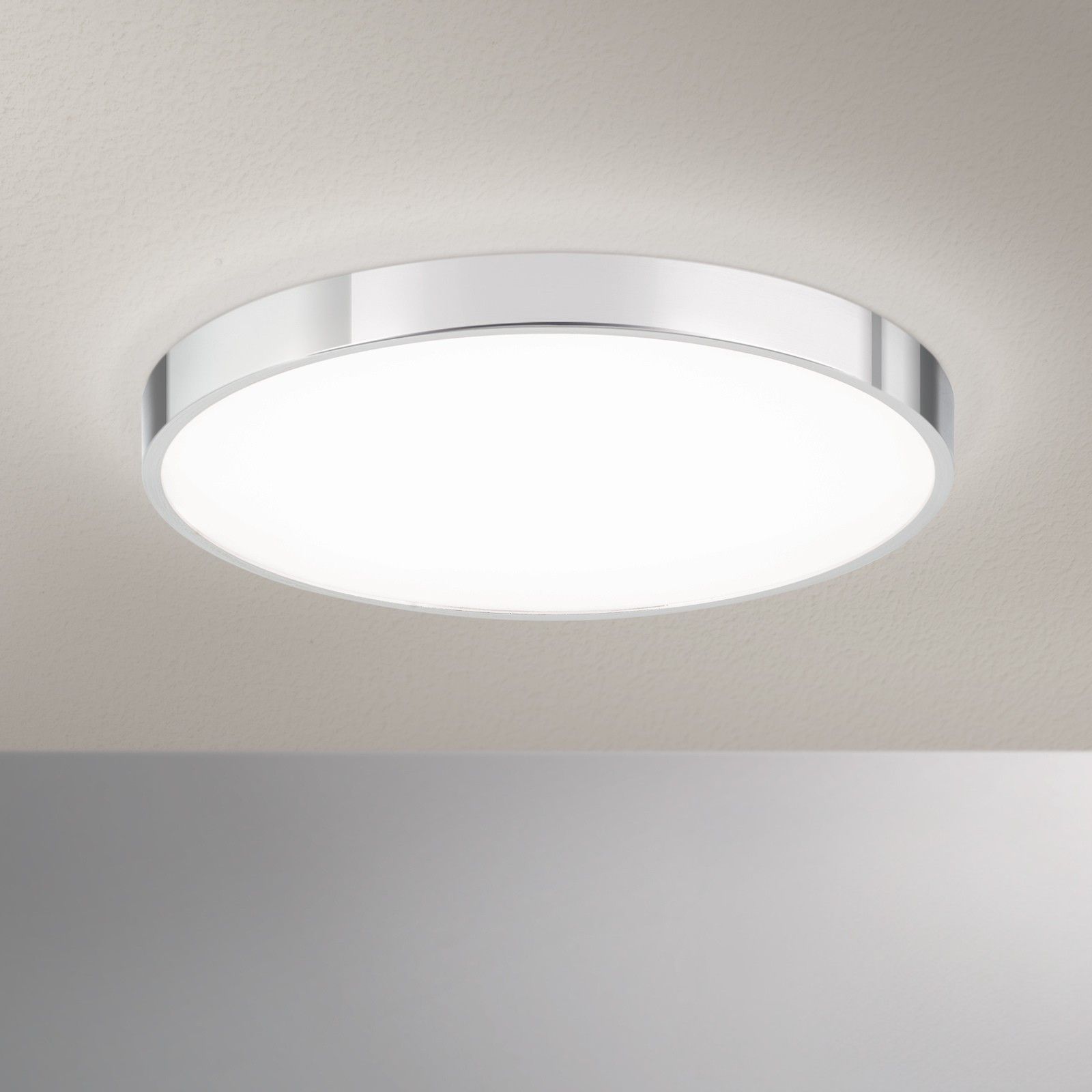 LED stropní svítidlo BULLY, Ø 28 cm, chrom