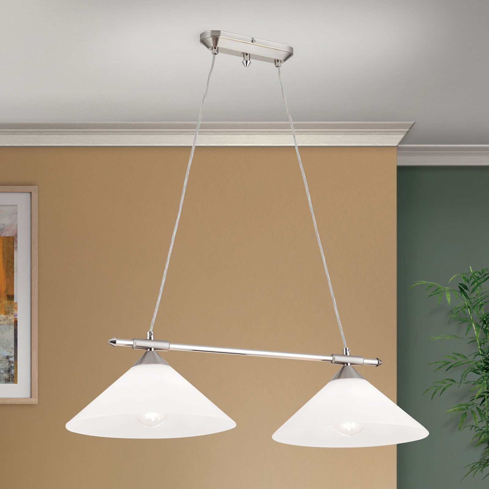 Hängeleuchte ARTDESIGN, 2-flammig, Satin, mit Opalgläsern