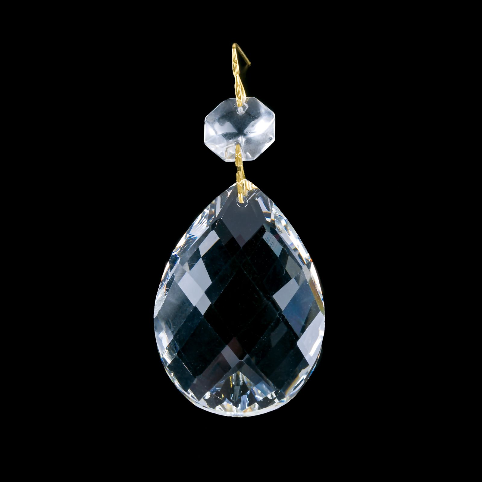 Chandelier crystal, 1 octagon and 1 almond, transparent