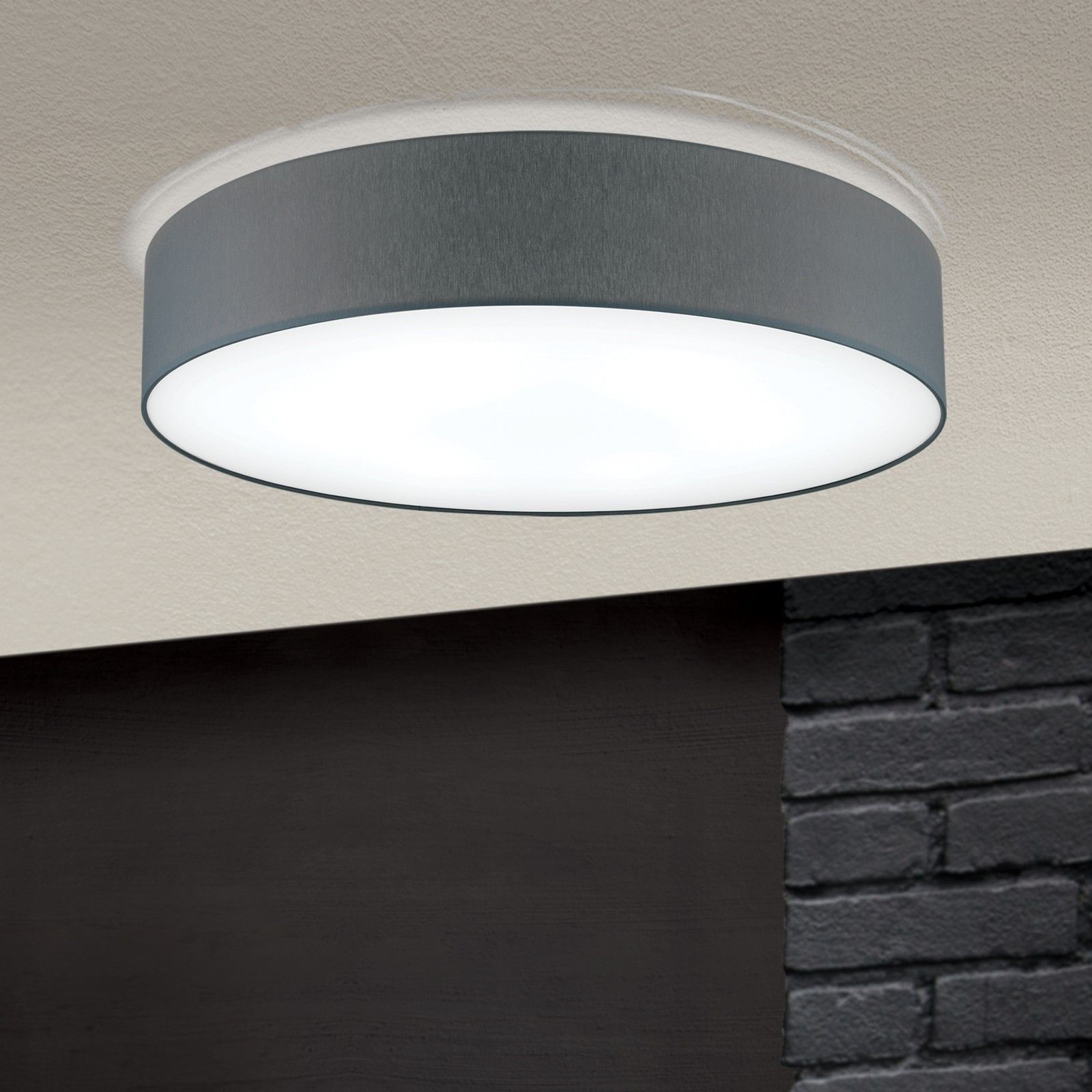 LED-Deckenleuchte SHADE, mit zylindrischem, grauem Schirm, Ø 60cm