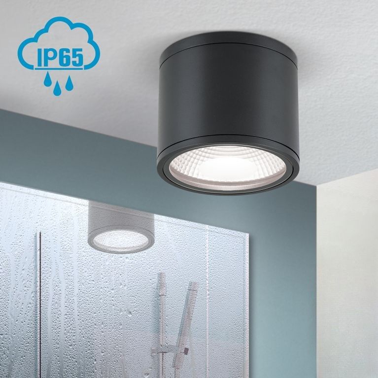 LED-Deckenaufbaustrahler SPUTNIK, IP65, Schwarz, Ø 14,5cm