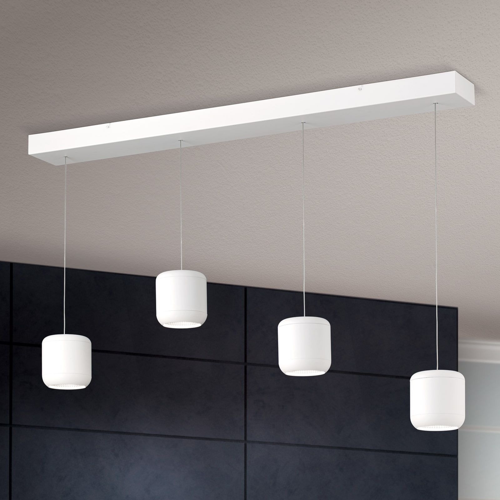 LED pendant lamp SHUTTLE, 4-flames, white