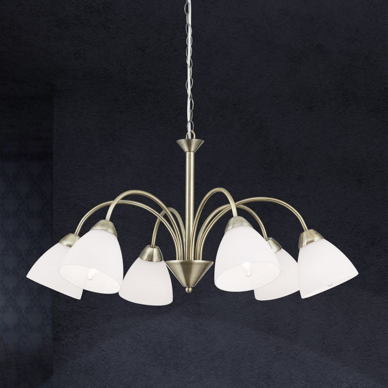 Chandelier SUSAN, 6-flames, Patina