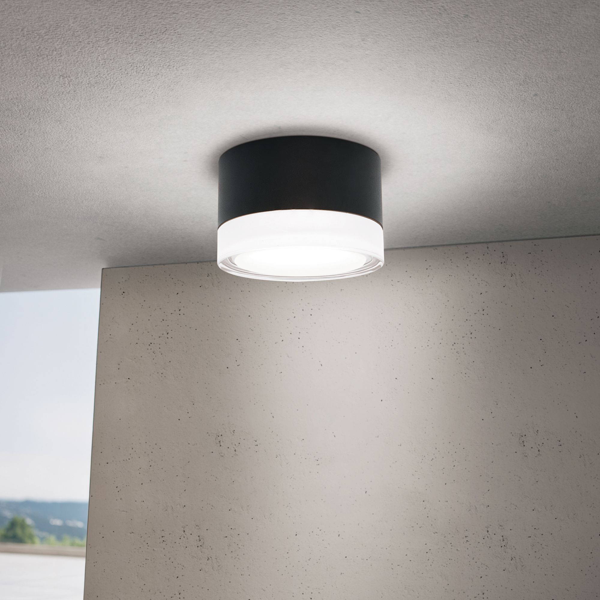 AREK LED ceiling light, Ø 12 cm, black