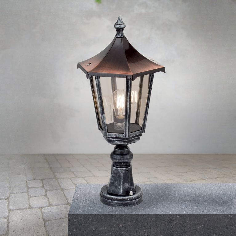 Außenleuchte HERMINE, Schwarz silber, H52cm