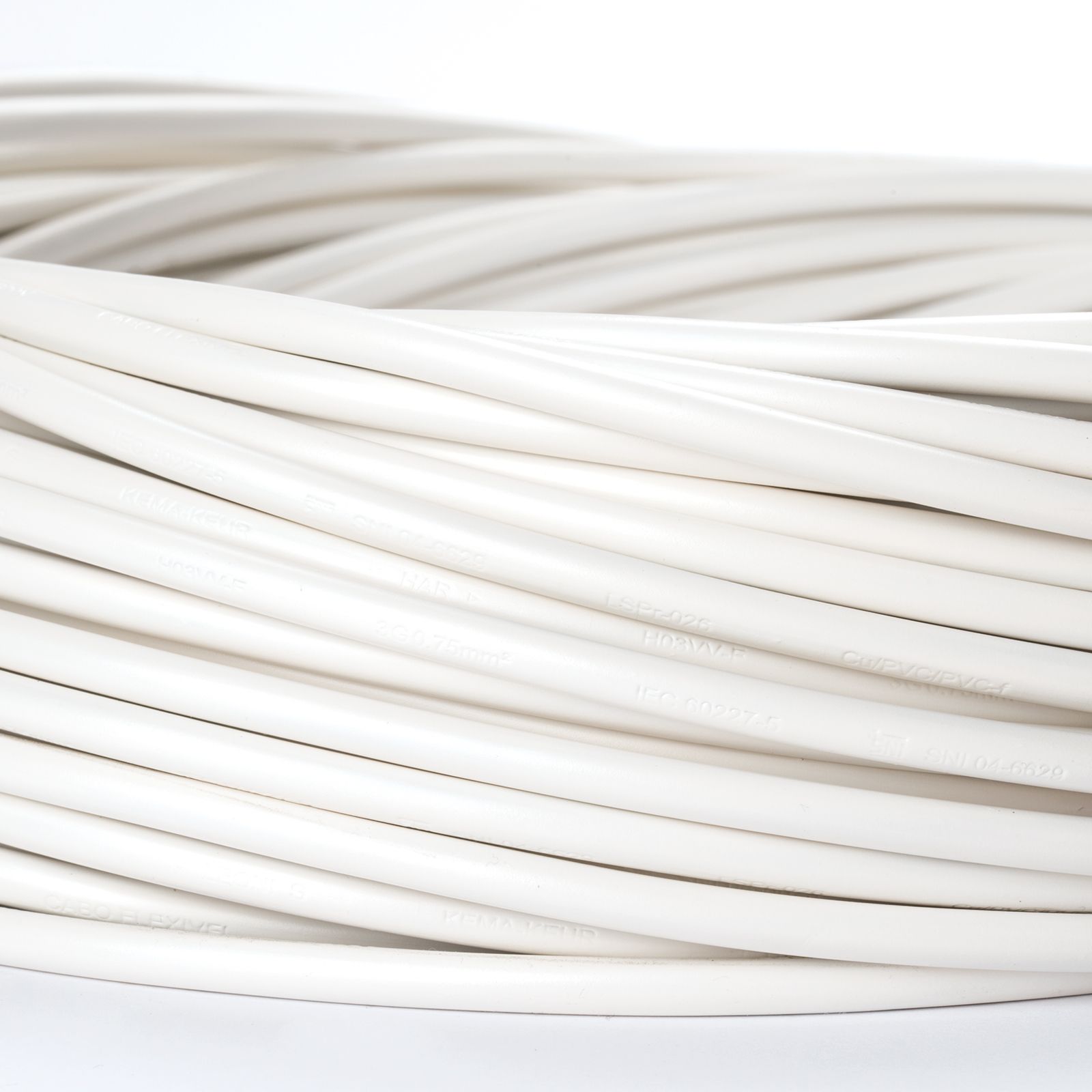 Kabel, PVC, 3x0,75mm², 1 m, Weiß