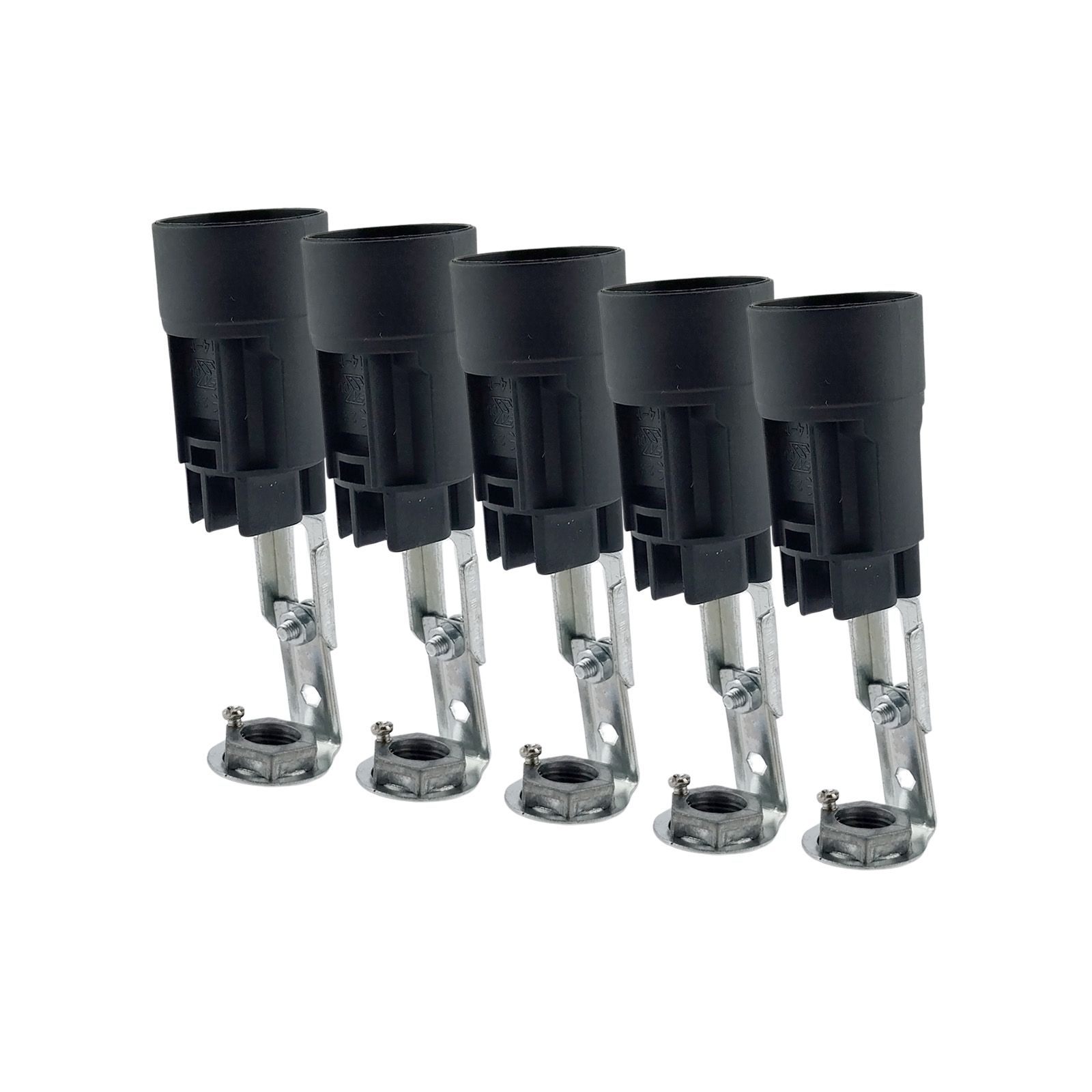 Lamp holder E14, height adjustable from 65-85mm, black, 5 pieces
