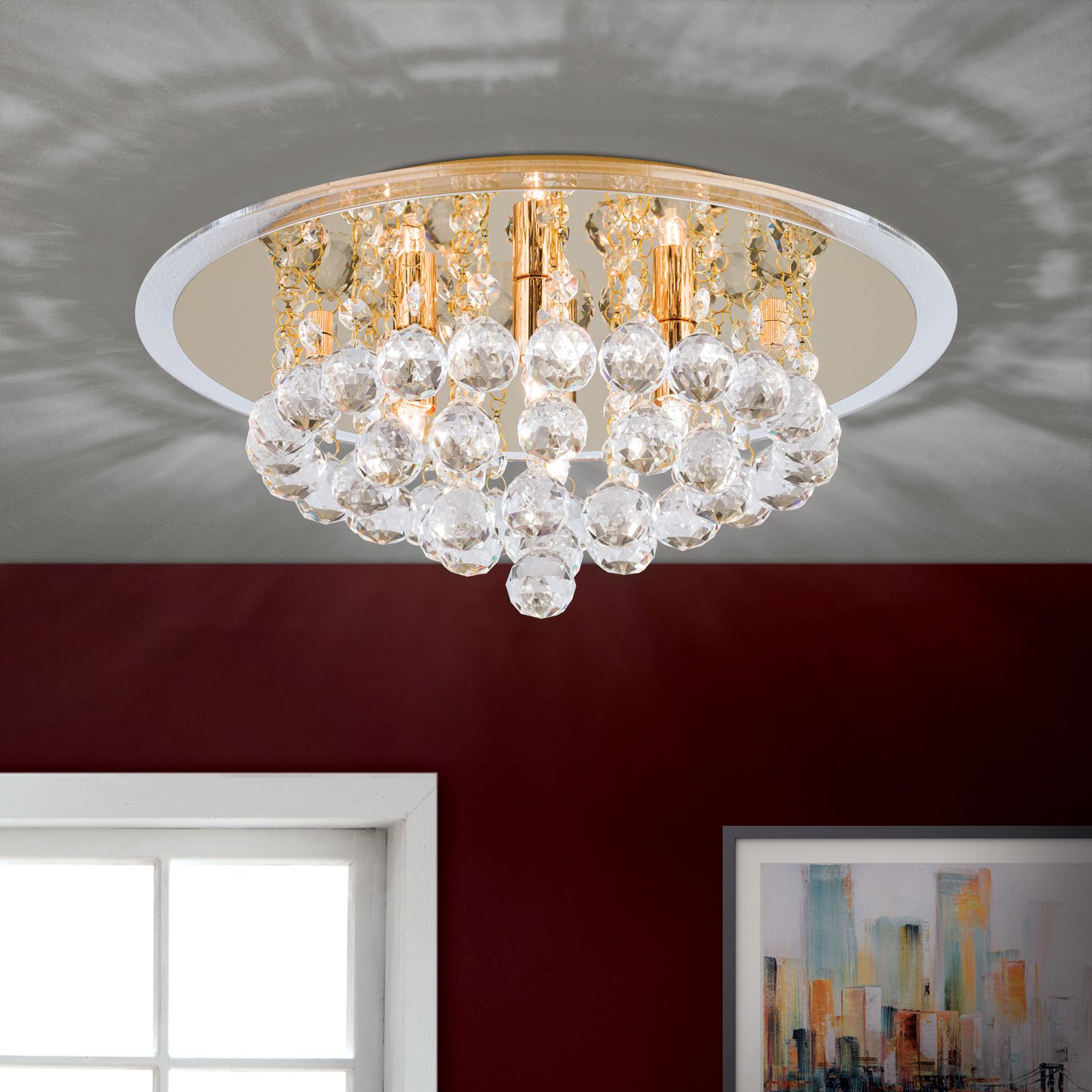 Ceiling chandelier GLORIA, gold, 38cm