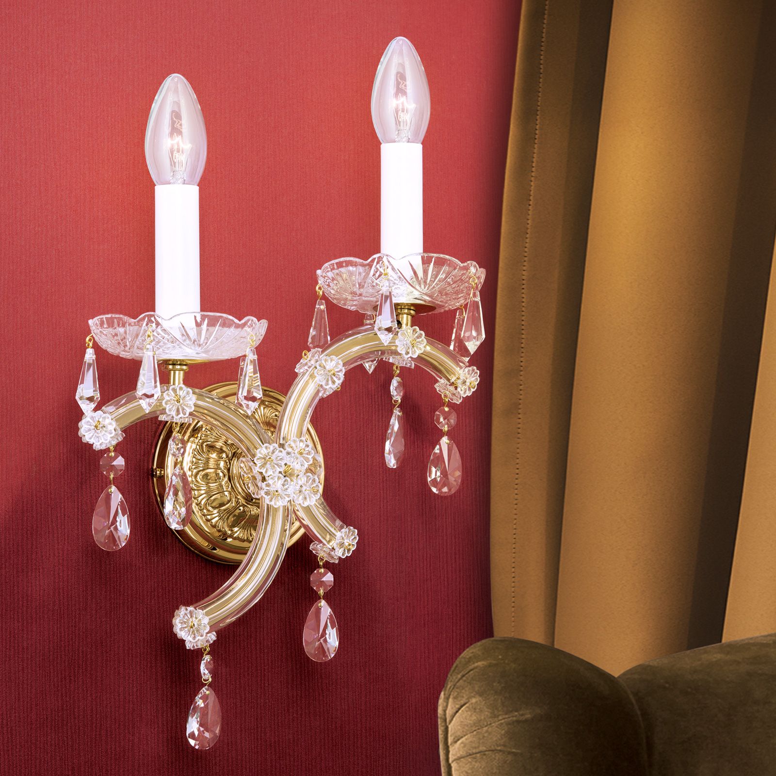 Wandleuchte MARIA THERESIA, 2-flammig, Gold, links