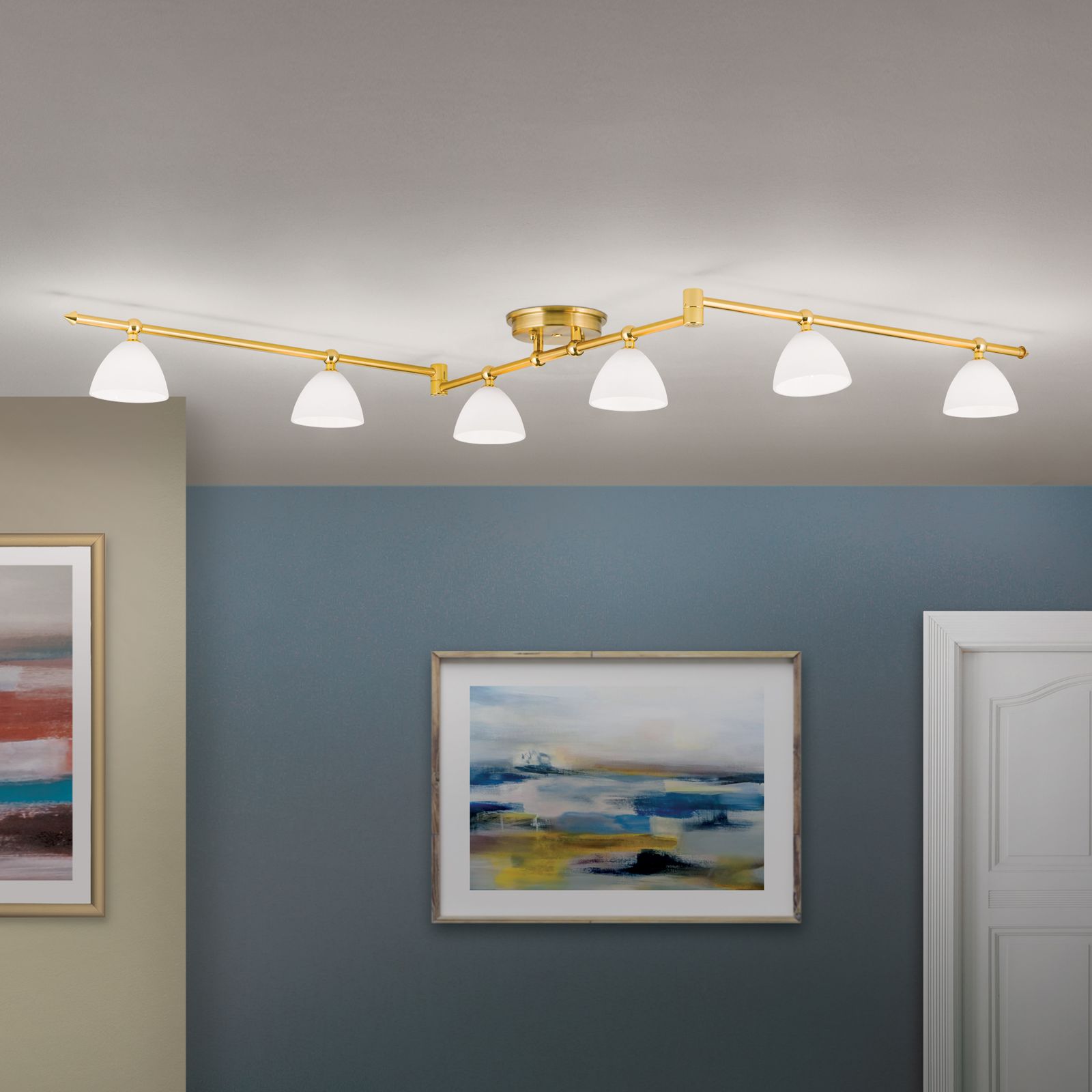 Spotlight OPALDESIGN, 6-flames, gold matt, with opal glass