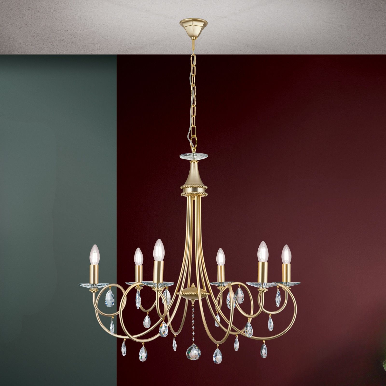 Luster GIADA, 6-flammig, Gold-matt