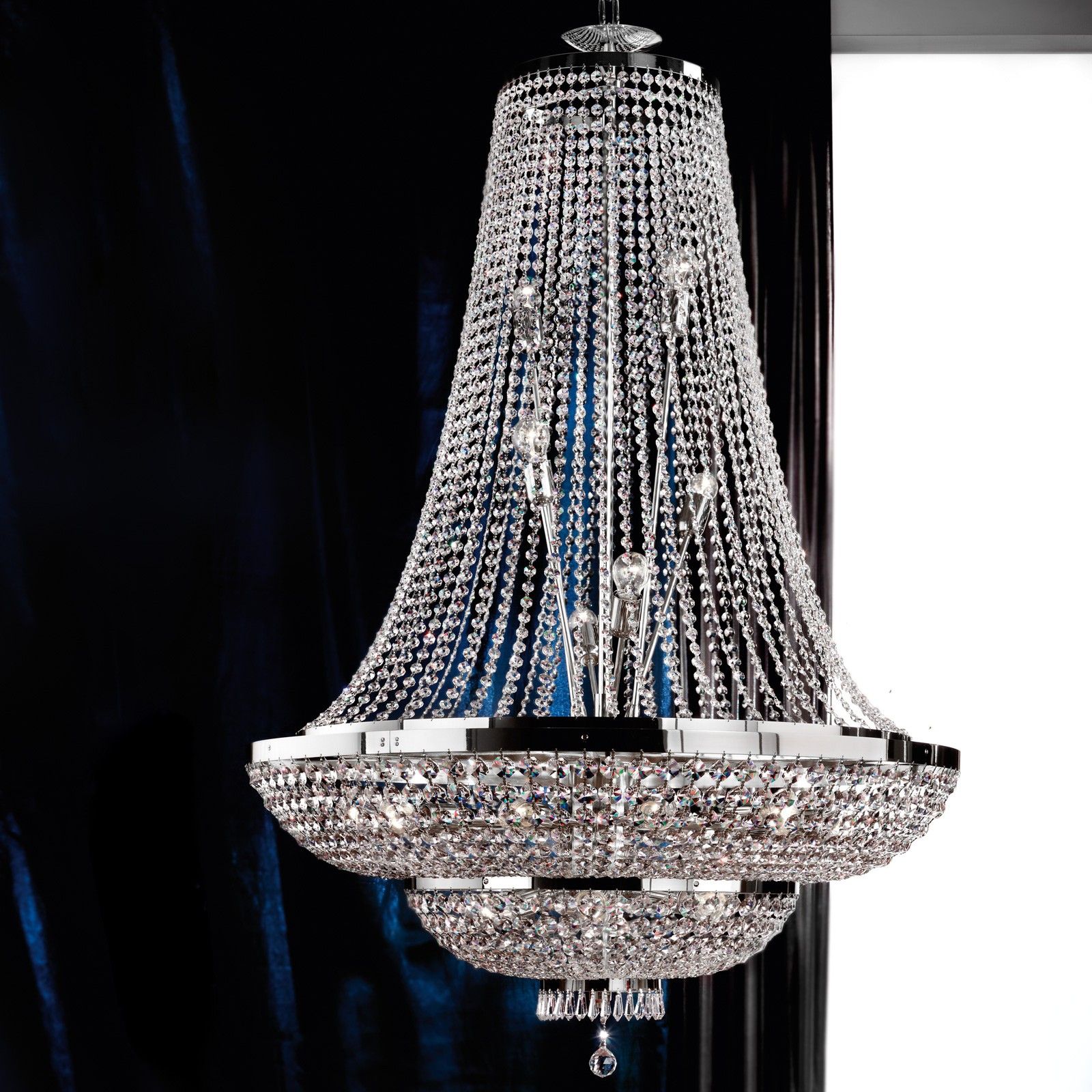 Chandelier SHERATON, 24-flames, chrome, 120 cm