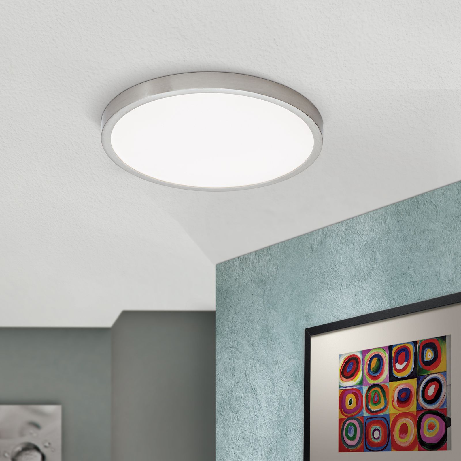 LED ceiling light LERO, titanium, round, 30cm