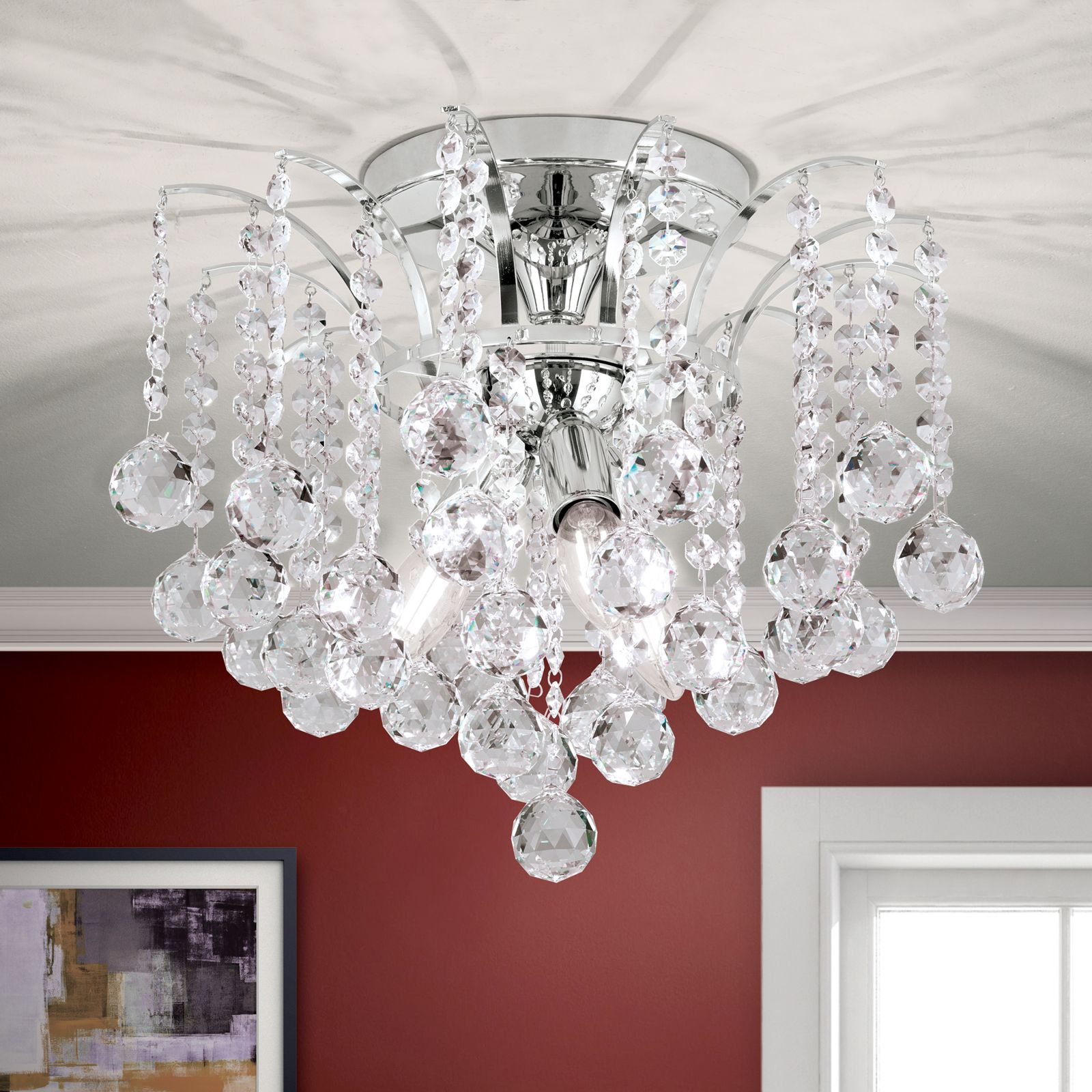 Deckenkronleuchter KRISTALL KLASSISCH, 3-flammig, Chrom