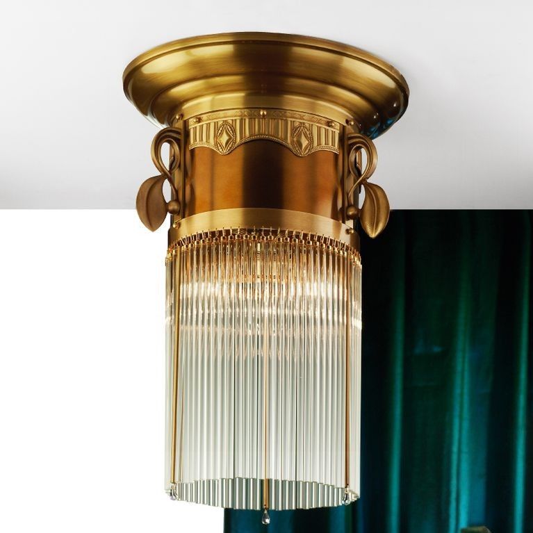 Ceiling light ADELE, antique brass, with glass rods, 37cm