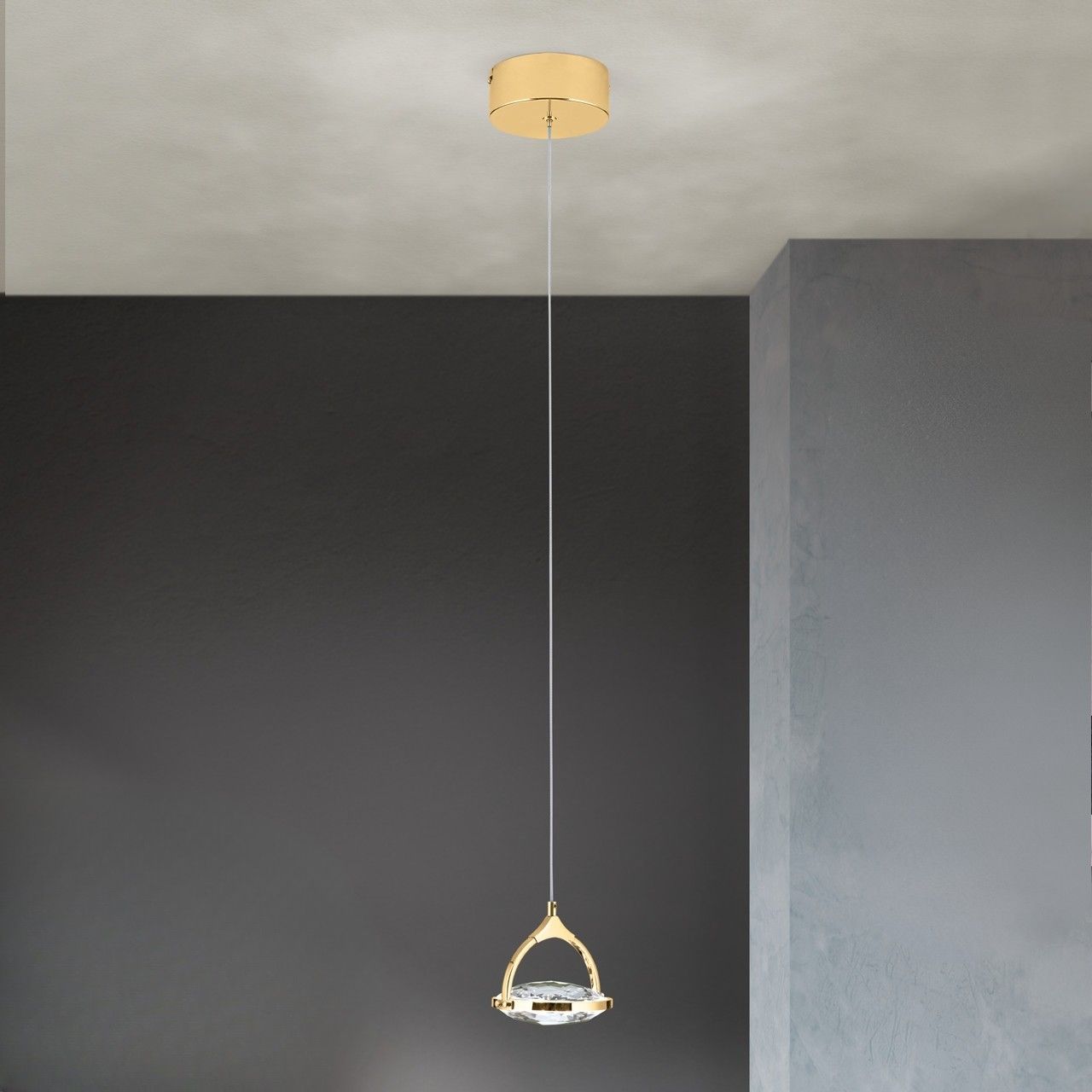 LED Hängeleuchte MOON, 1-flammig, gold