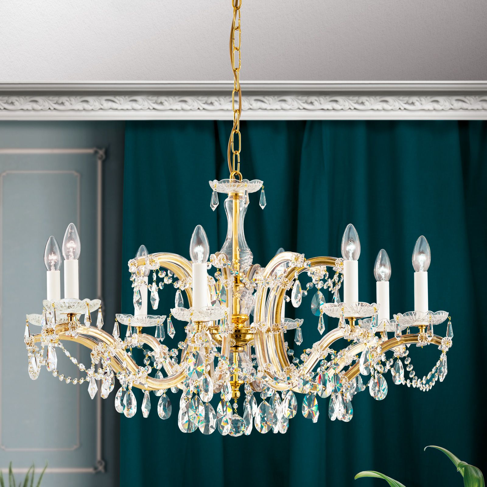 Kristallluster MARIA THERESIA, 8-flammig, Gold