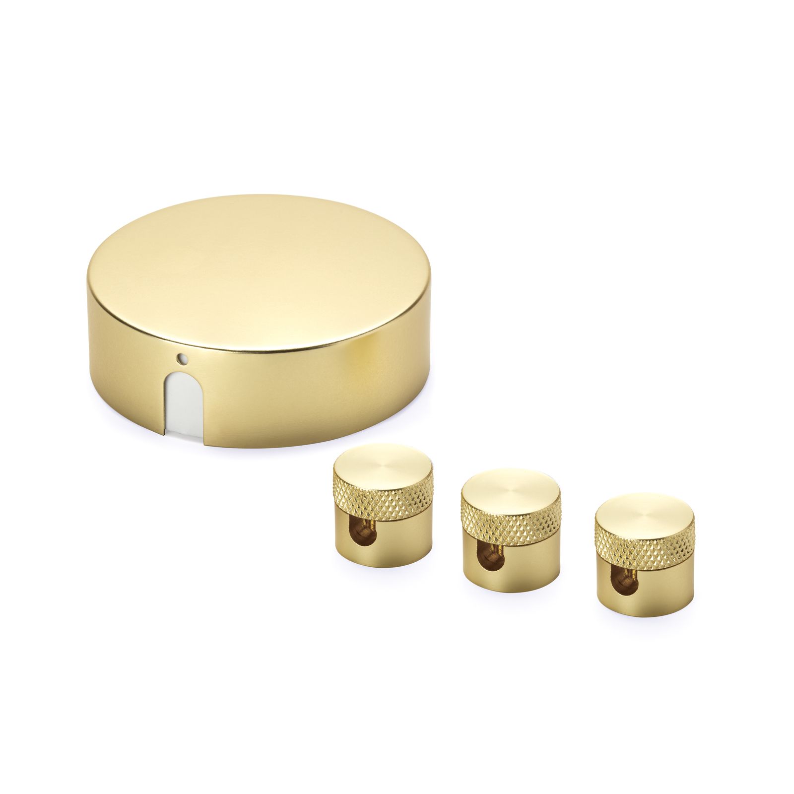 Distribution canopy set incl. 3 ceiling pins, metal, brass
