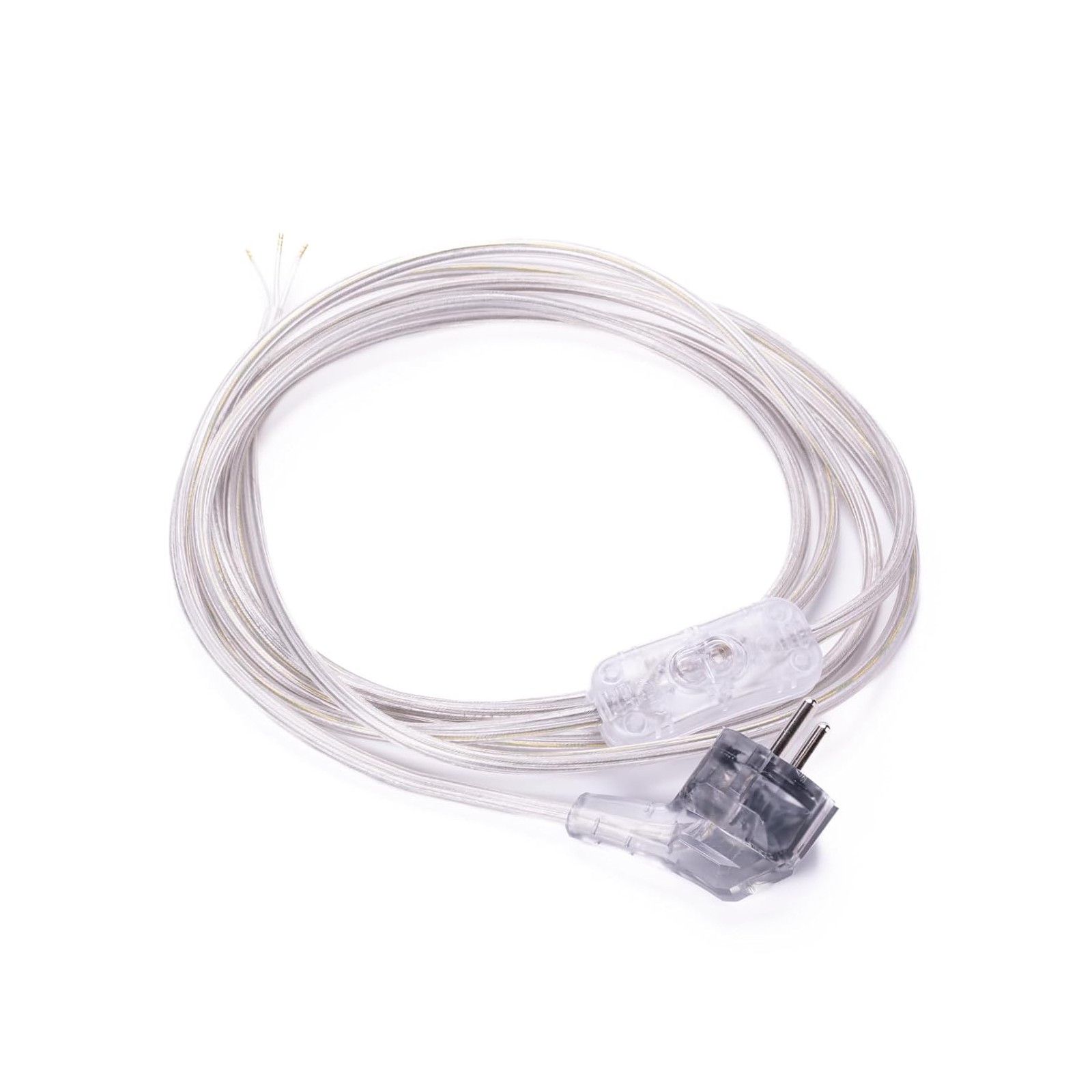 Power cord 310/90 with Intermediate switch, Schuko, transparent