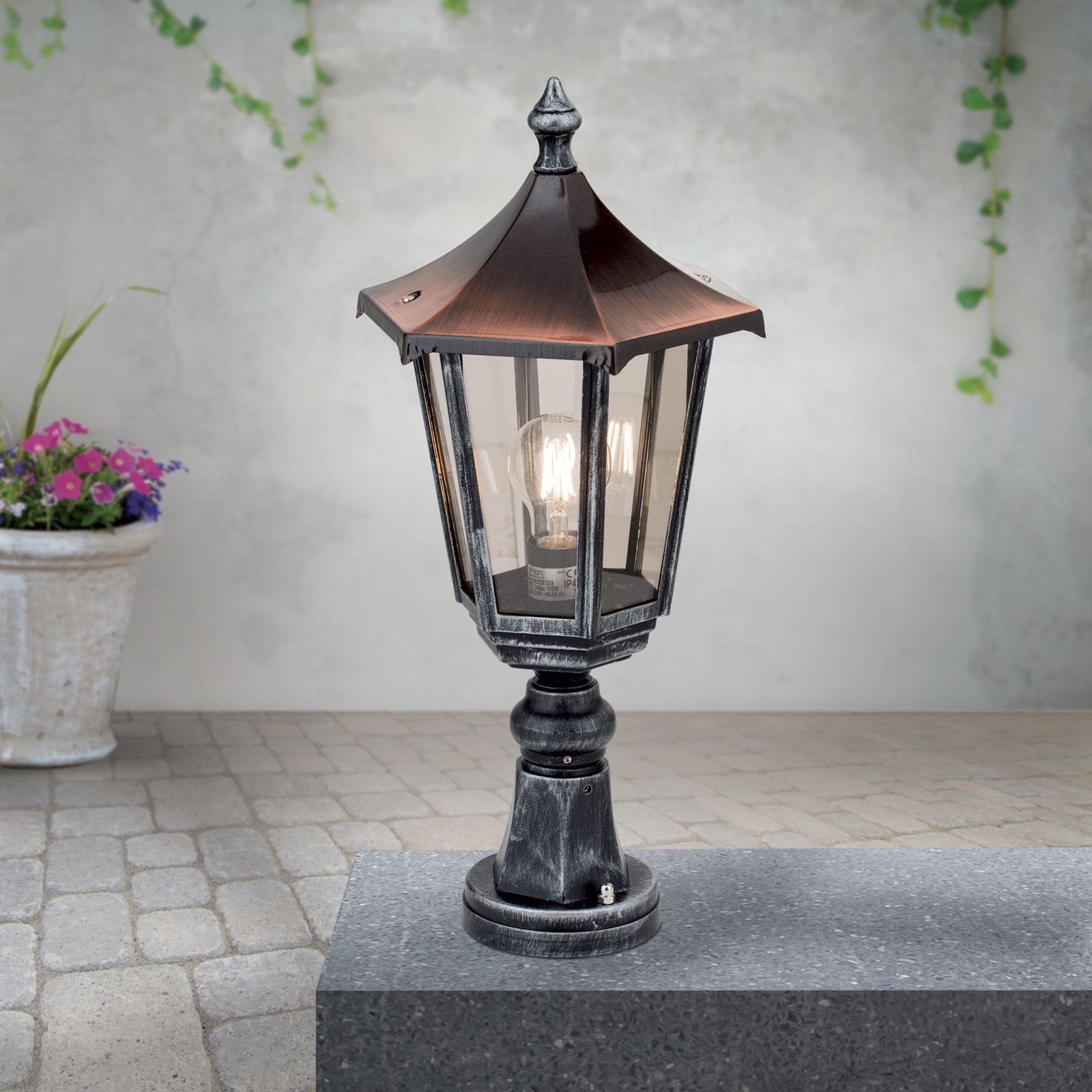 Außenleuchte HERMINE, Schwarz silber, H52cm