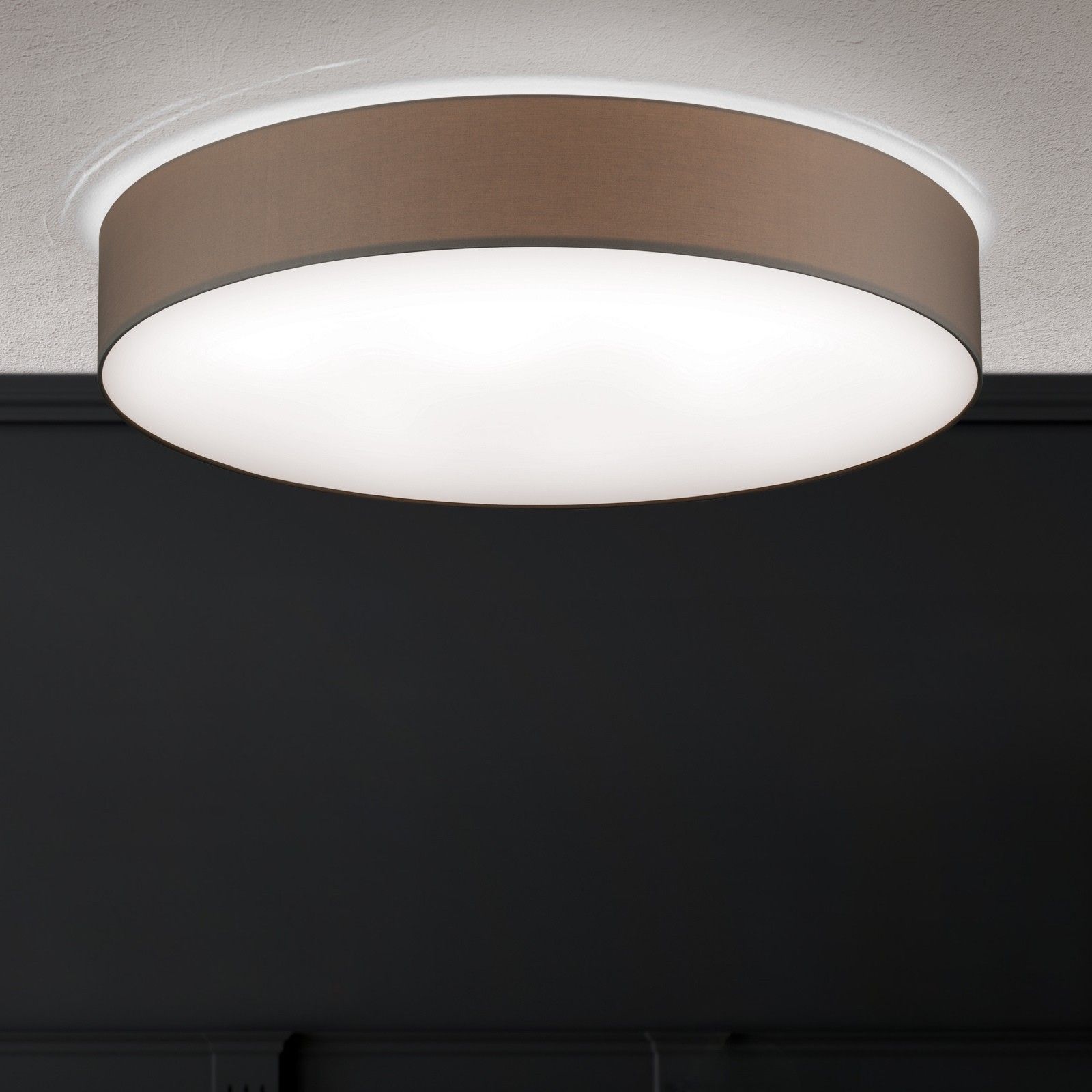 LED stropní svítidlo SHADE, s válcovým, hnědým stínidlem, Ø 100cm