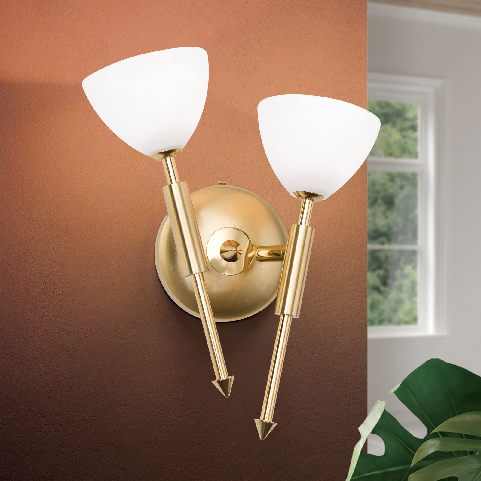 Wandleuchte OPALDESIGN, 2-flammig, Gold-matt, rechts