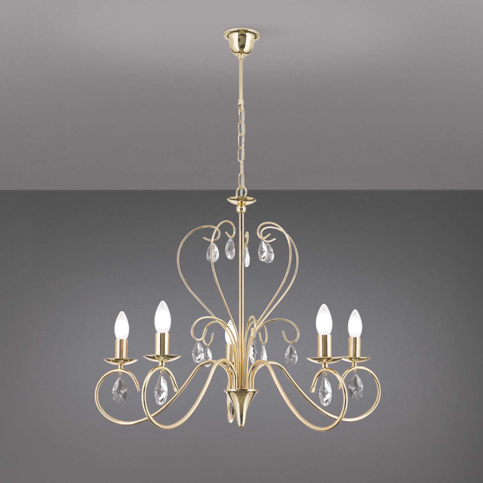 Chandelier ALESSIA, 5-flames, gold