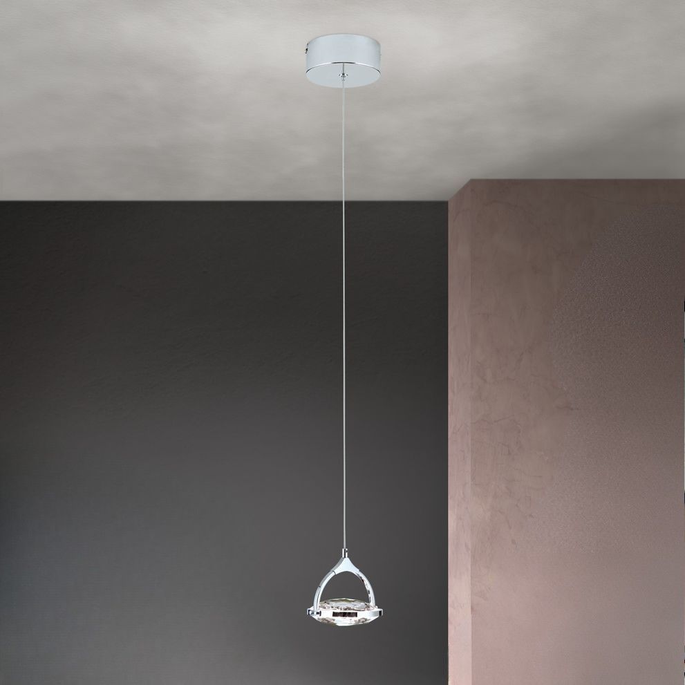 LED Hängeleuchte MOON, 1-flammig, Chrom