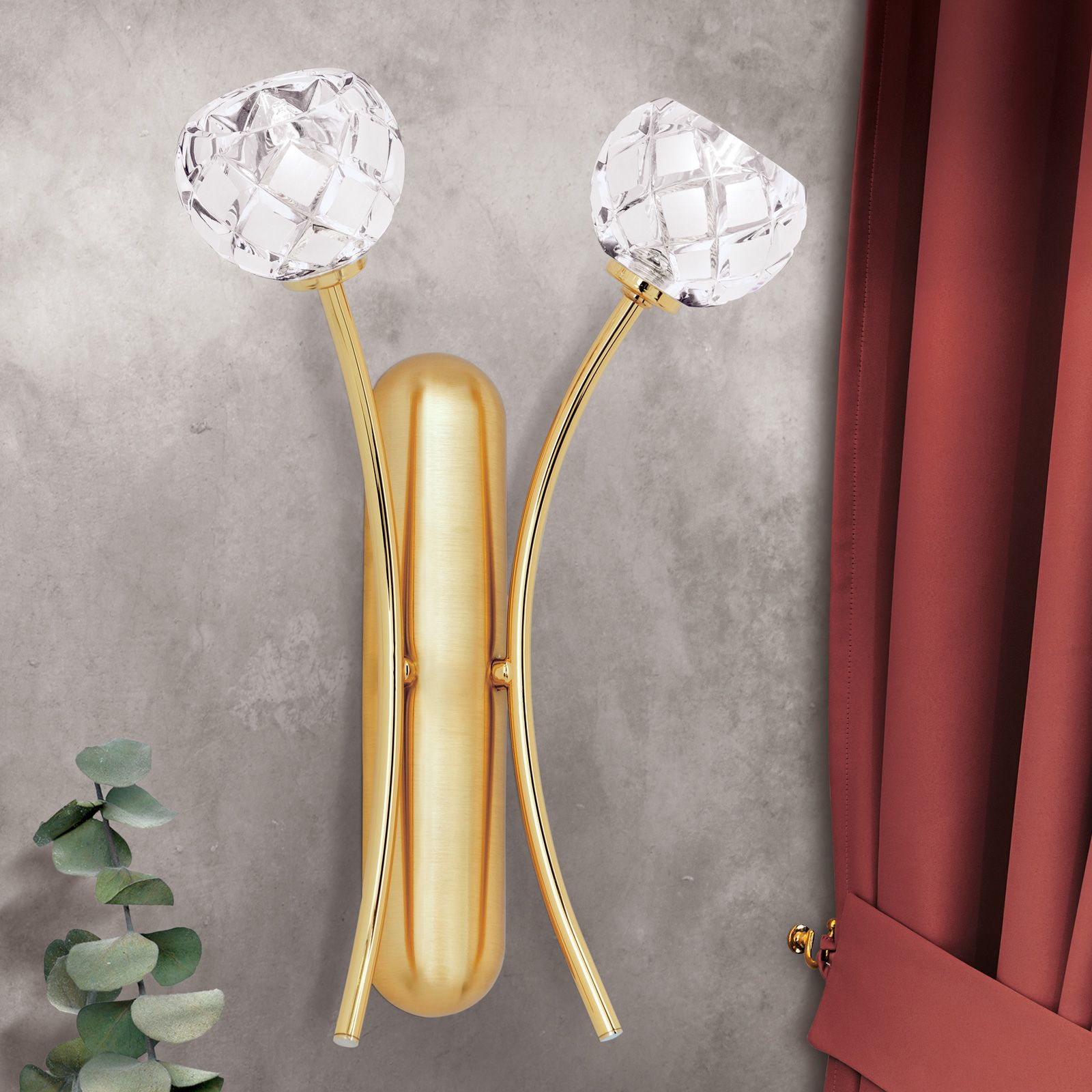 Wandleuchte MADERNO, 2-flammig, Gold-matt