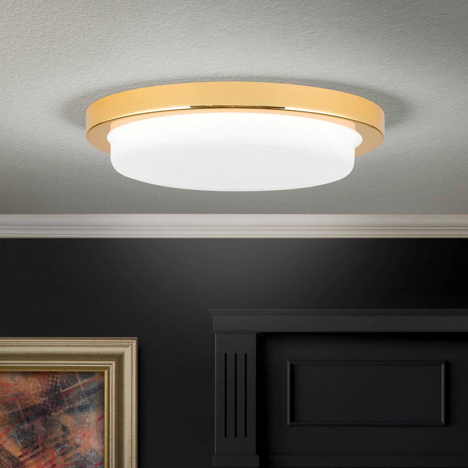 LED ceiling light LEROX, gold, Ø 20cm