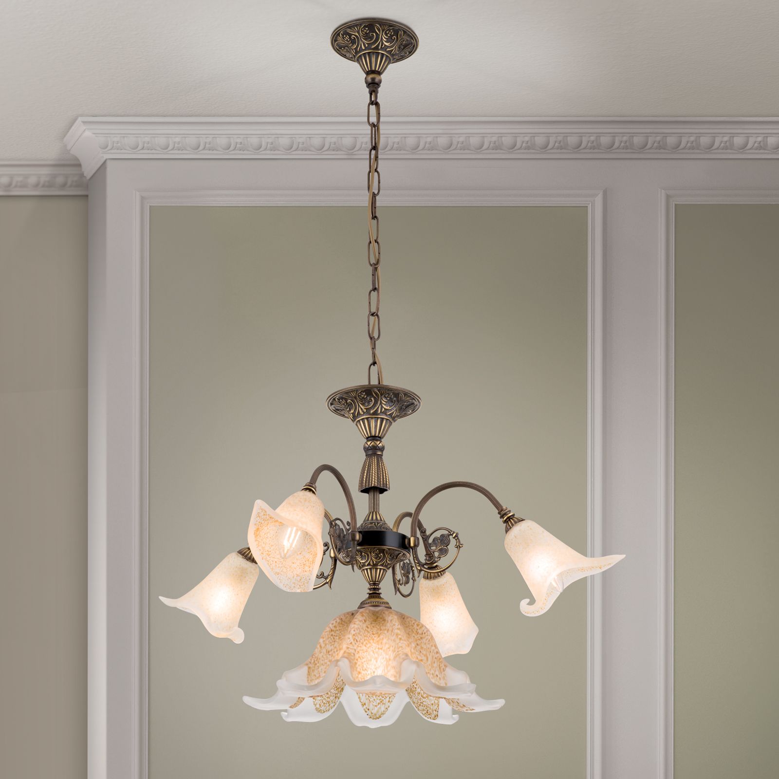 Luster TOSCA, 5-flammig, Altpatina