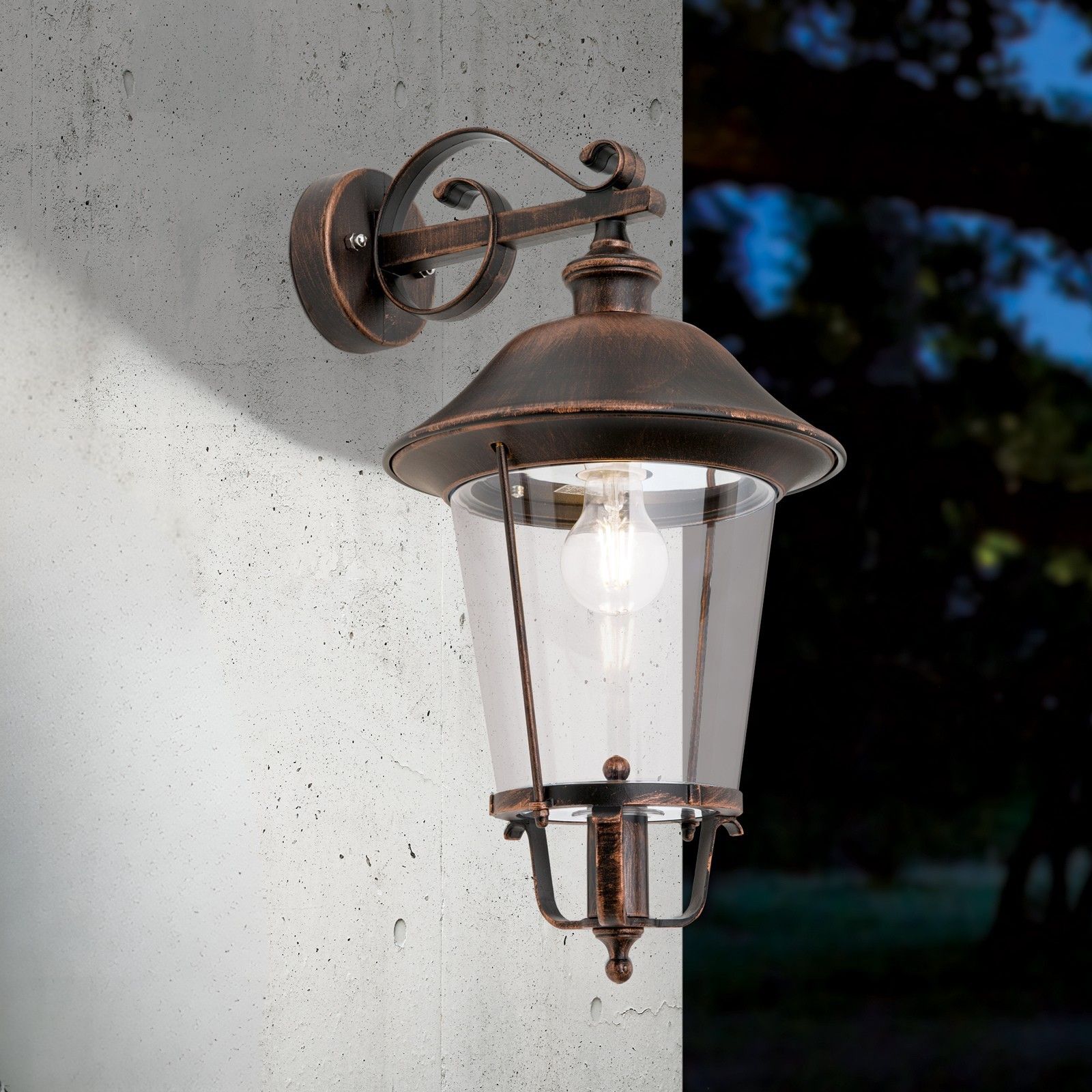 Venkovní světlo KENZO, černá měď, směrem dolů