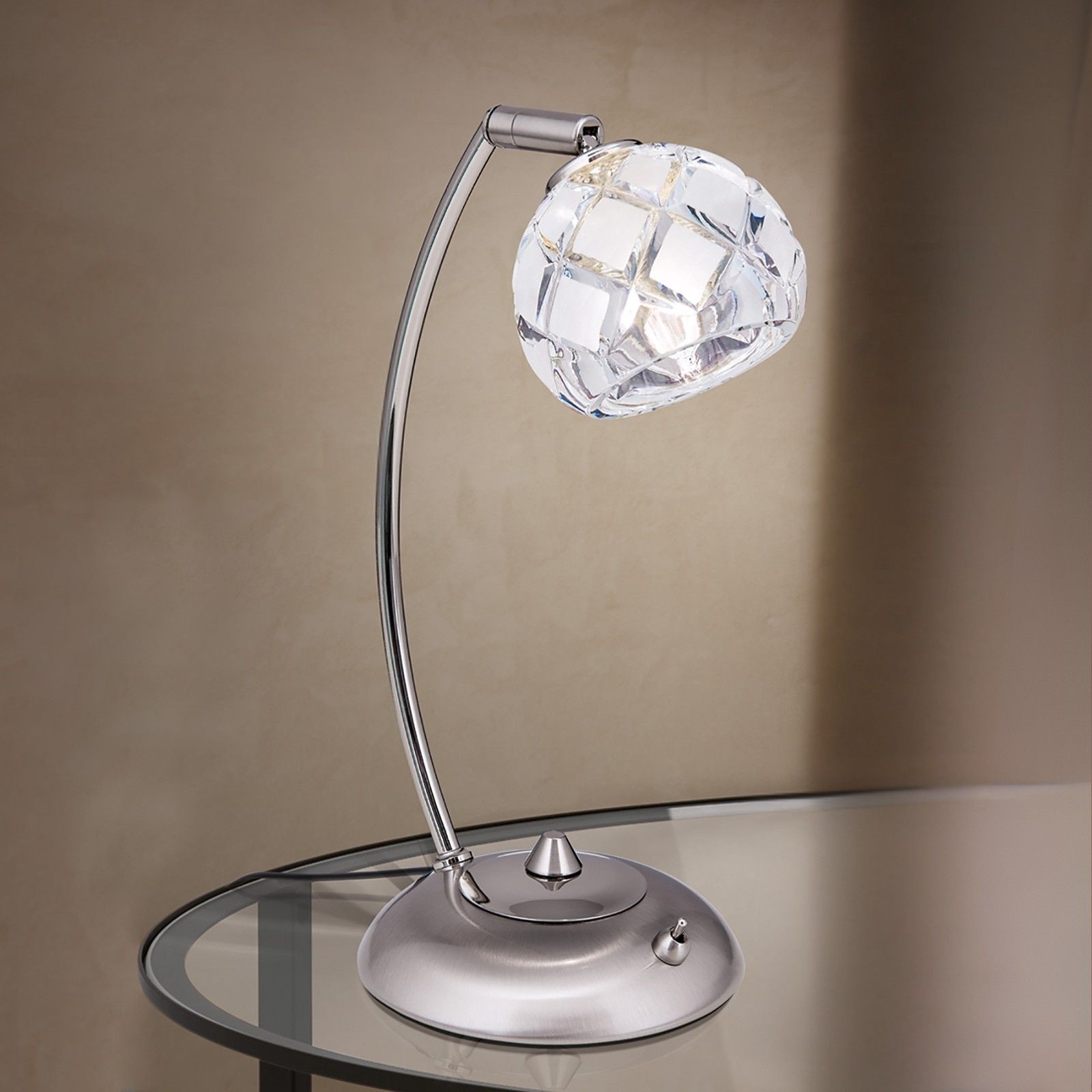 Table lamp MADERNO, satin chrome finish