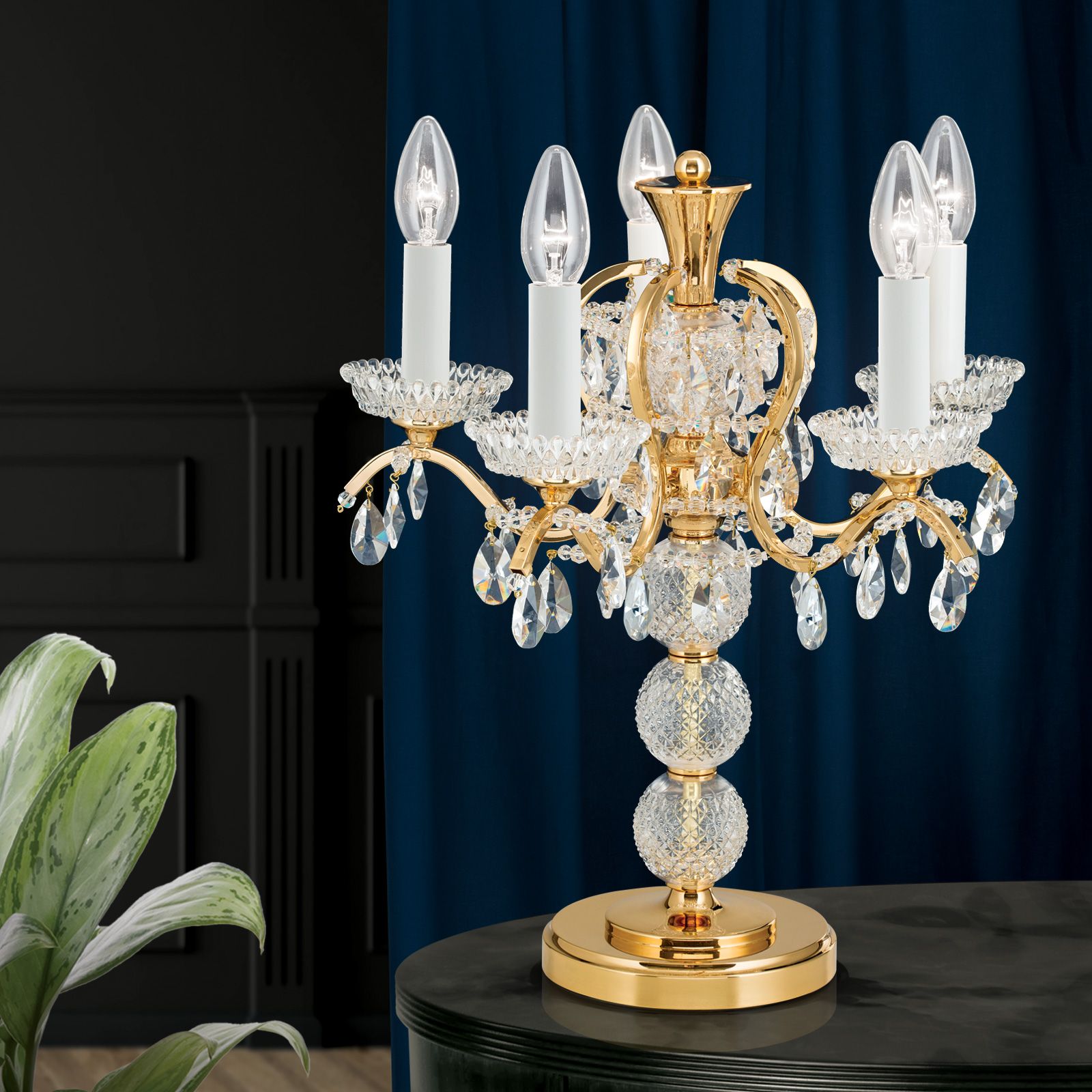 Stolní lampa HIROHITO, 5 světel, zlatá