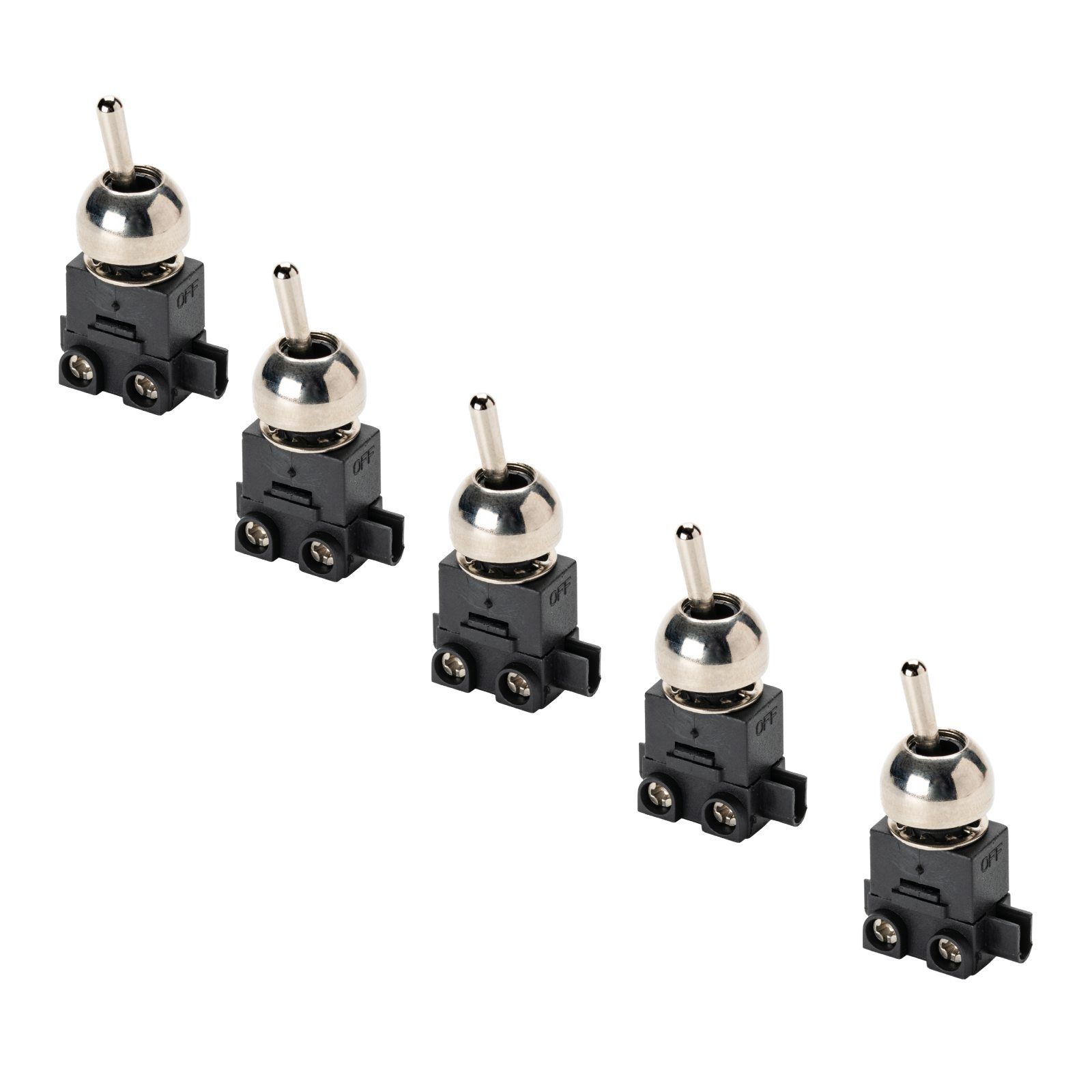 Built-in toggle switch, Ø 12 mm, chrome, Set 5 Pieces