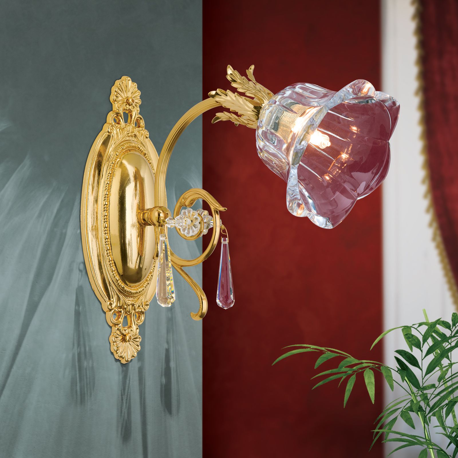 Wall Light LA BOHEME, 1 lamp, 24K gold plated