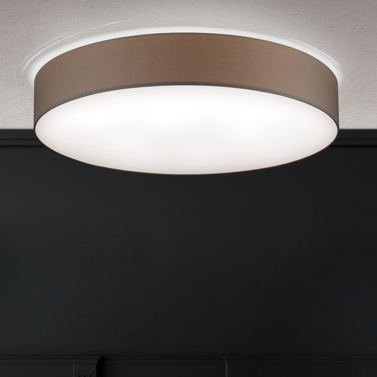 LED-Deckenleuchte SHADE, mit zylindrischem, braunem Schirm, Ø 100cm