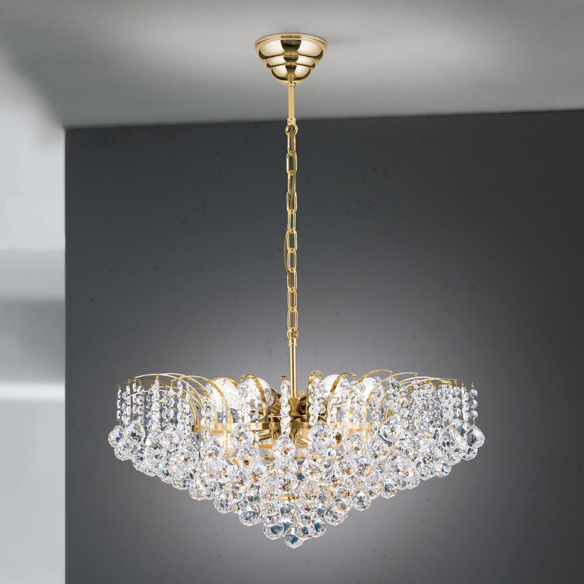 Chandelier KRISTALL KLASSISCH, 10-flames, chrome