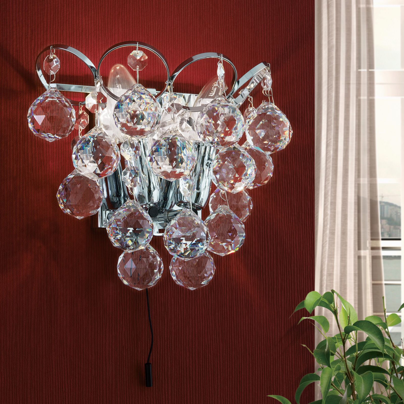 Wall light KRISTALL KLASSISCH, 2-flames, chrome