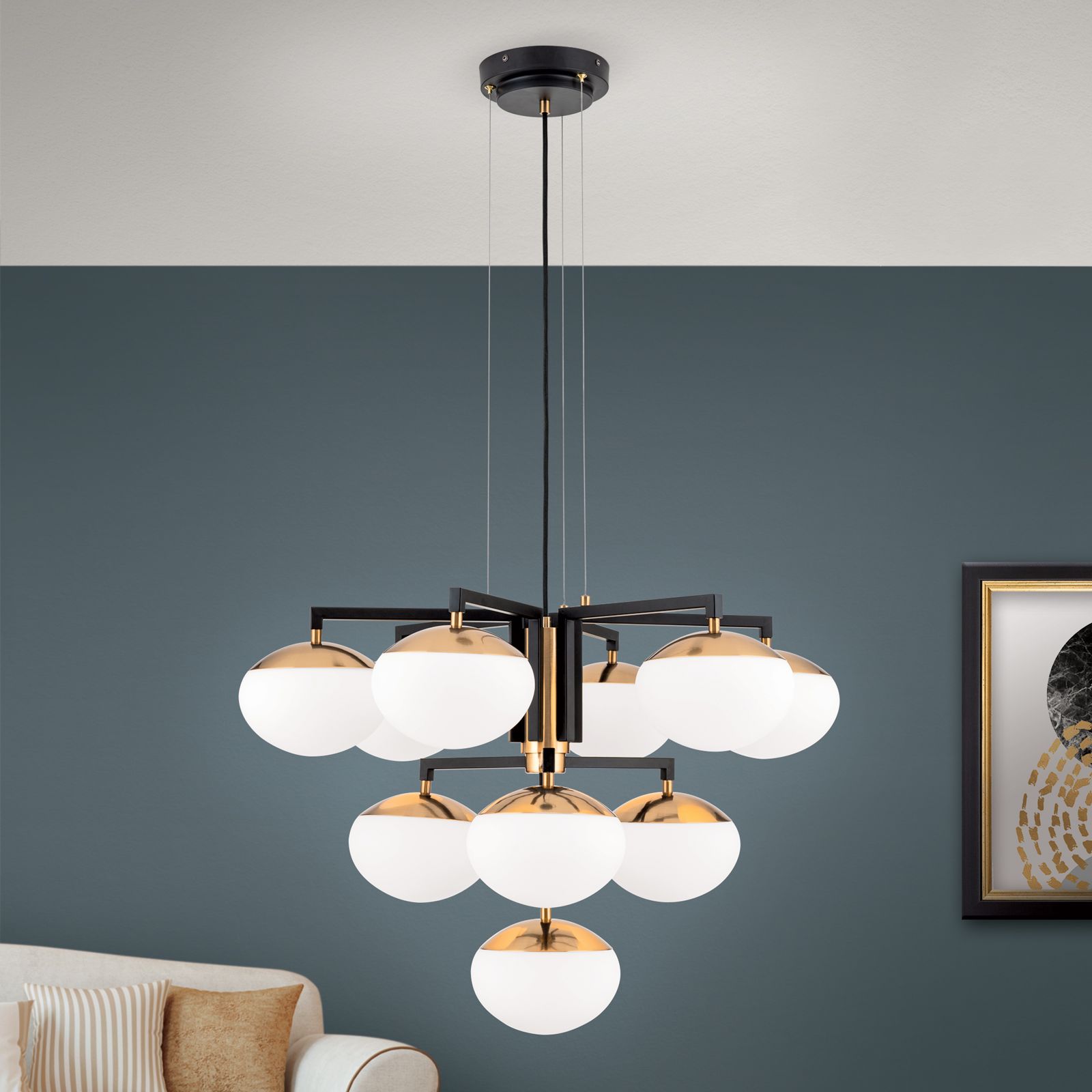 Chandelier JOSEPHINE, 10-lamps, Ø 73,5cm, Black