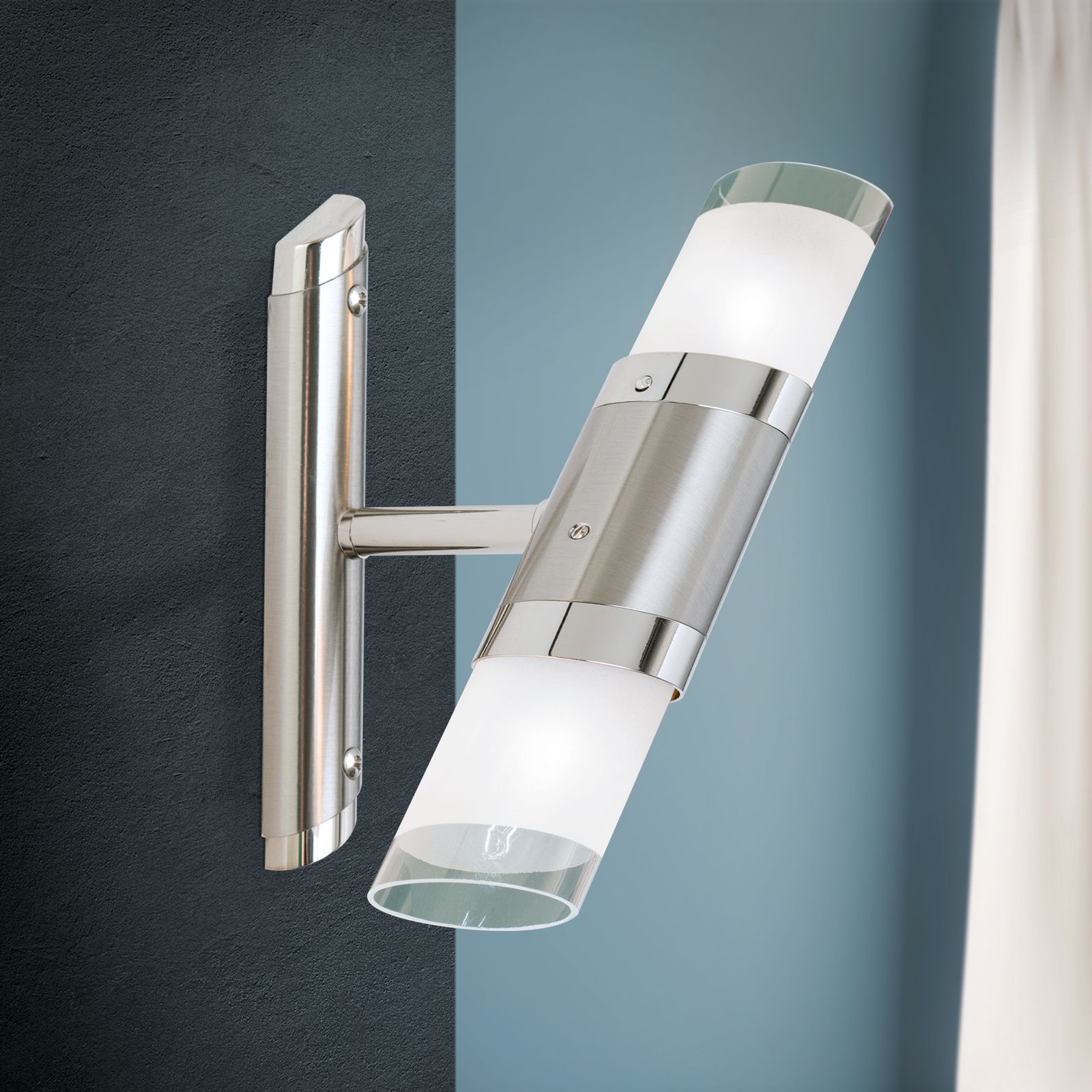 Wandleuchte SPOT EXCLUSIVE, 2-flammig, Satin, mit klar matten Gläsern