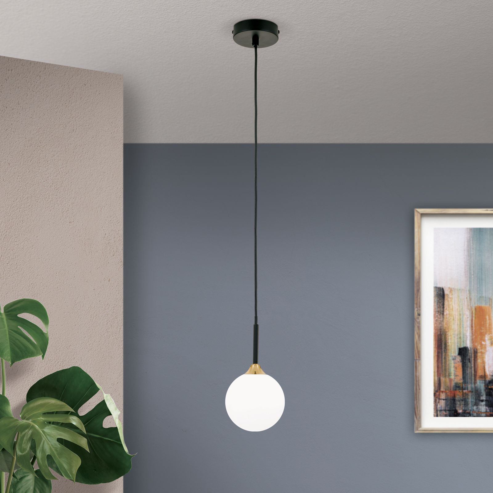 Suspension lamp SNOWWHITE, 1-lamp, black brass