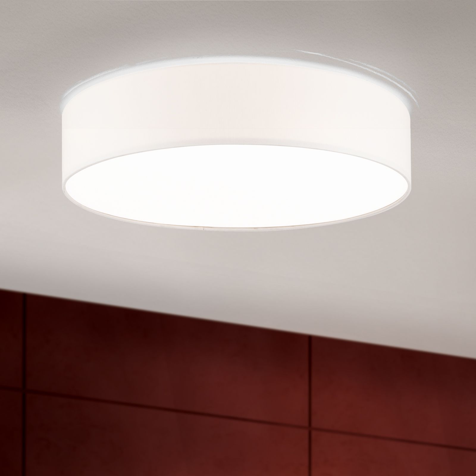 LED stropní svítidlo SHADE, s válcovým, bílým stínidlem, Ø 60cm