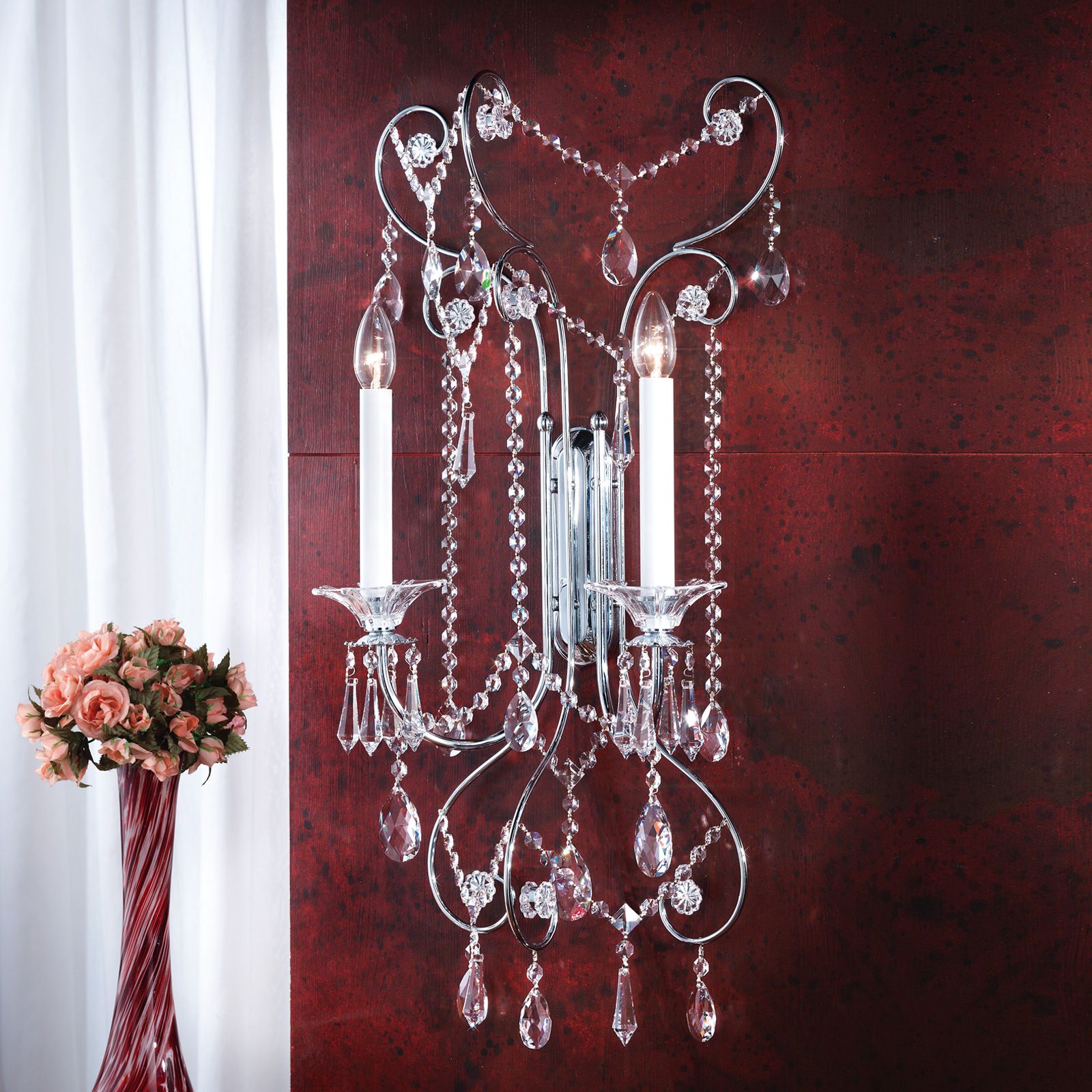 Wandleuchte KATHARINA, 2-flammig, Chrom, H80cm