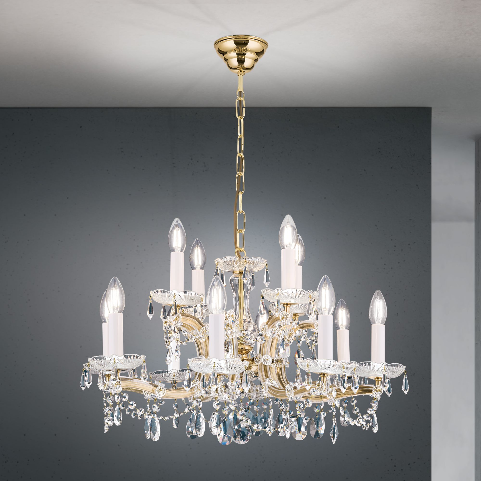 Luster MARIA THERESIA, 12-flammig, gold