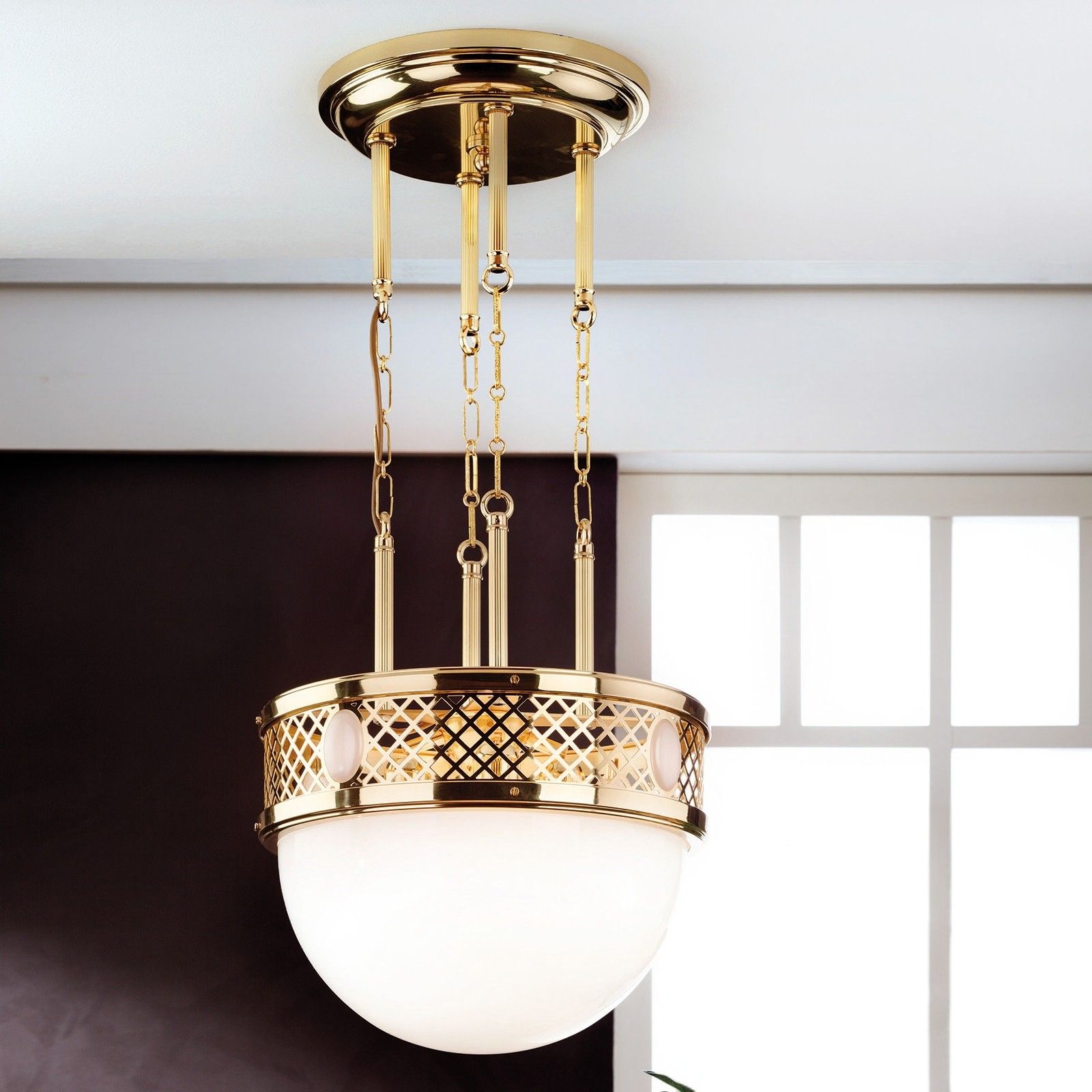Pendant lamp ALT WIEN, shiny brass, 40cm