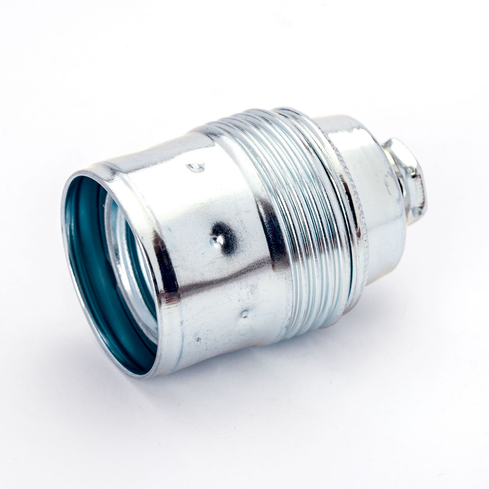 Fassung E27 mit Schutzleiter, 60 mm, Chrom