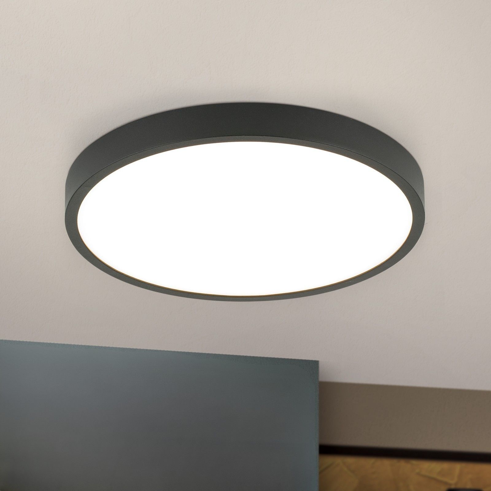 LED stropní svítidlo BULLY, Ø 24 cm, černé