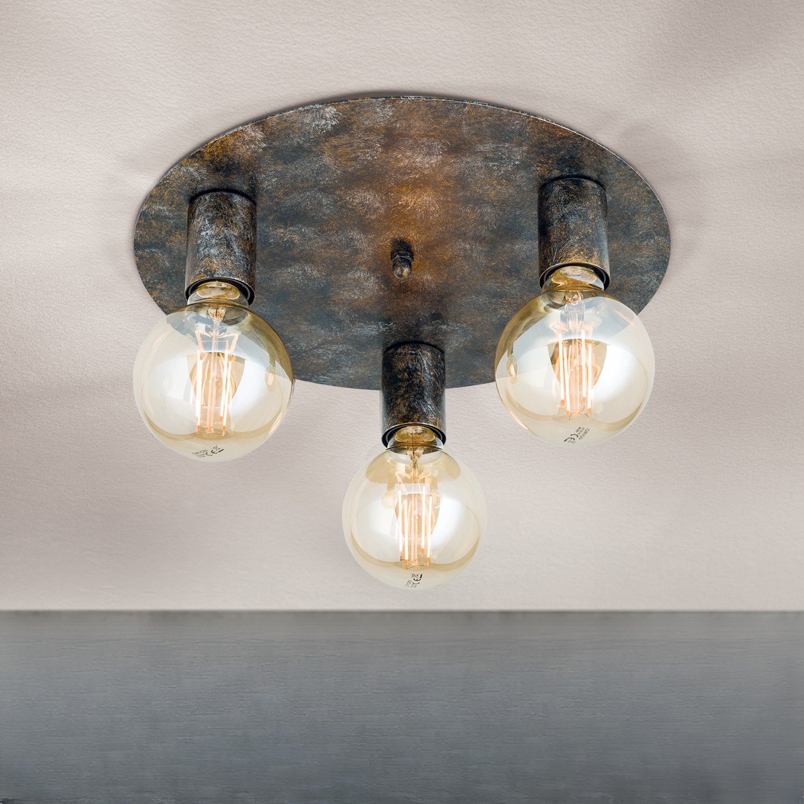 Stropní svítidlo RETRO, 3-žárovkové, vintage