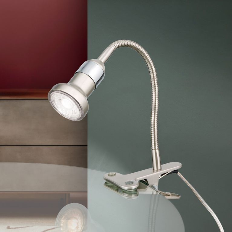 Clamp-on spotlight SEBA, 1-flame, satinated